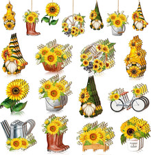 36 Pcs Spring Flower Wooden Ornaments Sunflower Tulip Easter Tree Decoration Flo