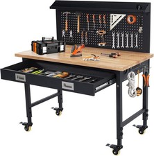 48 Inch Workbench Adjustable Height with Drawer Backplate 2000 LBS Capacity