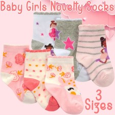 Baby Girls Scallop Top Edge Pattern Novelty Cartoon Fairy Floral Socks Multipack