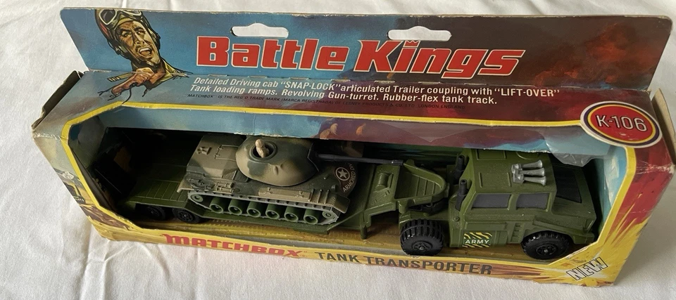 Matchbox Battle Kings K106 Army Tank Transporter with Tank And Original Box - Image 3 of 4