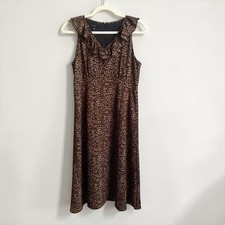Talbots Leopard Print Dress Women's 6 Petite New NWT Brown Black Midi Classic