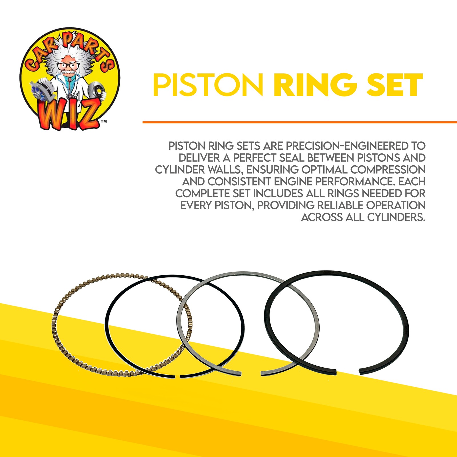 Engine Piston Ring Set Fits 08-15 Audi R8 4.2L 32V DOHC BYHCNDA