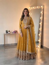 Designer Yellow Georgette Salwar Kameez With Dupatta For Wedding Wear