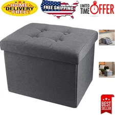Modern Linen Storage Ottoman with Footrest - Comfortable Bench, 400lb Capacity
