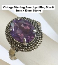 Vintage Sterling Silver Amethyst Ring Size 6