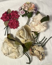 Lot 6 Vintage 1950  s Millinery Hat Flower Corsage Boutonni re Pins