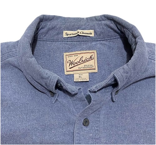 Woolrich Camicia Uomo XL Blu Sportivo Camoscio Outdoorwear Bottoni Manica Lunga - Foto 5 di 13