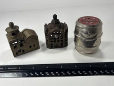 Vintage Antique Lot Of 3 Coin Banks AC Williams & Others - Cast Iron White Brass