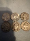 1964 62 52 48 43 and 42 90% Silver Washington Quarters Lot of 6.       #20