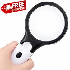 50X Magnifying Glass Handheld Magnifier 3 LED Light Reading Lens Jewelry Loupe