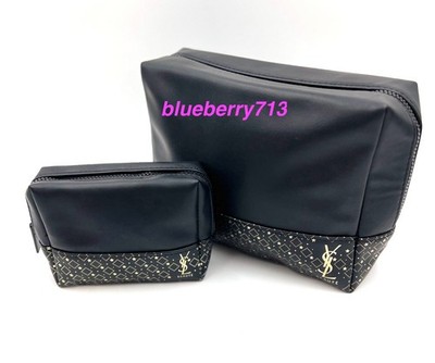 2 Bags: YSL Yves Saint Laurent Beauty Makeup Cosmetic Bag Set:  Large + 1 Small