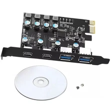 4Ports PCIE to USB 3.2 Gen 1 Expansion Card Converter Support PCIE X1/4/8/16