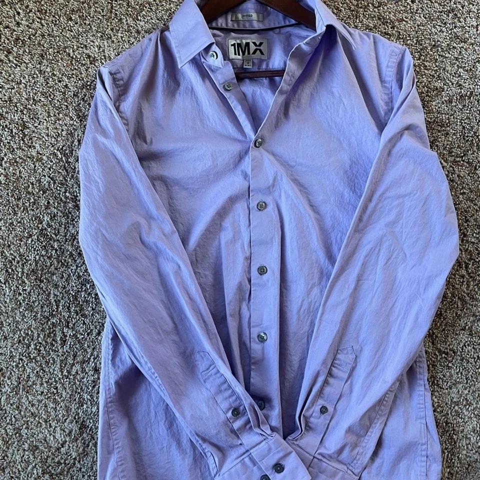 Men's vintage Express Light violet Purple Dress Shirt - Image 4 of 4