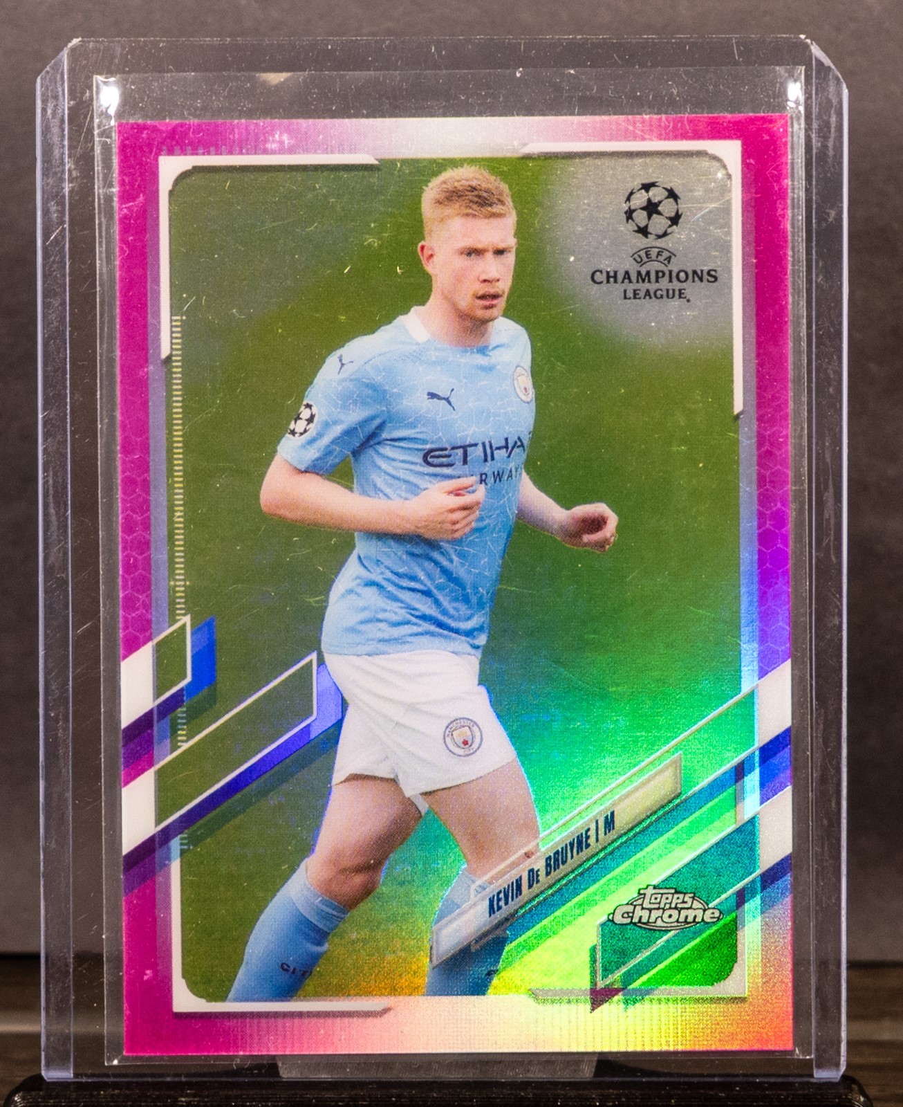 Kevin De Bruyne 2020-21 Topps Chrome UCL 18 Pink Refractor /175