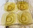 FEDERAL DEPRESSION GLASS Madrid Pattern in Amber, Set Of 4 -  7" Bowls - VINTAGE