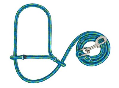 Livestock Poly Rope Sheep Halter with Snap, Lime/Hurricane Blue/Royal Blue, A...