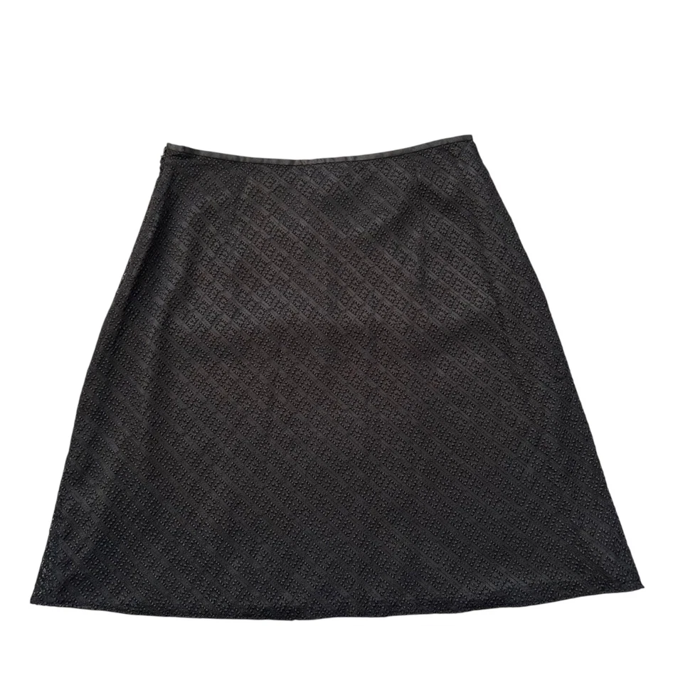 Falda vintage años 90 Y2K 6 negra texturizada punto suizo caprichoso grunge gótica NY & Co Foto 2 de 4
