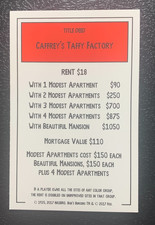 Monopoly     BOBS BURGERS    Caffrey's Taffy Factory      TITLE DEED CARD   2017