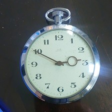 VEB Glash tte Silver Open Face Pocket Watch White Dial Arabic Numerals