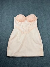 PrettyLittleThing Blush Pink Satin Corset Bodycon Mini Dress Size 4