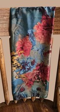 Vintage Large Floral Wild Rag Scarf  Satin Cowboy Western Neck Kerchief 35"x35"