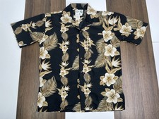 Makani Hawaii Mens S Black Floral Hawaiian Button Shirt Casual Vacation Travel