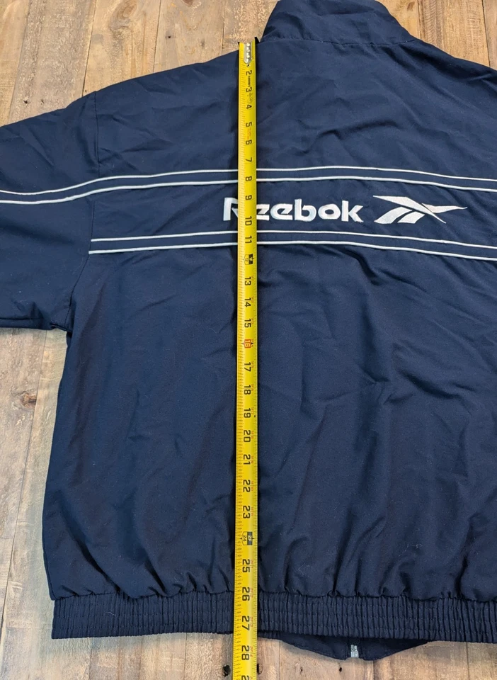Chaqueta cortavientos vintage Reebok cremallera completa para hombre XL azul Foto 4 de 4
