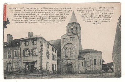 CPA 63 - MÉNAT: ROMANISCHE KIRCHE (PUY-de-DÔME) GESCHRIEBEN AM 24. APRIL 1912