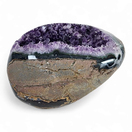 Amethyst Polished Edge Geode A-Grade Brazil 1lb 10oz. - Picture 2 of 3