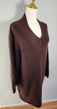 Knitted Loose Fit Sweater Dress V- Neck In Chocolate Color by Topshop Size 8-10