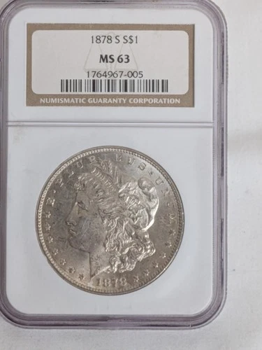 1878-S Morgan Silver Dollar NGC Certified MS-63. Nice original Mint luster