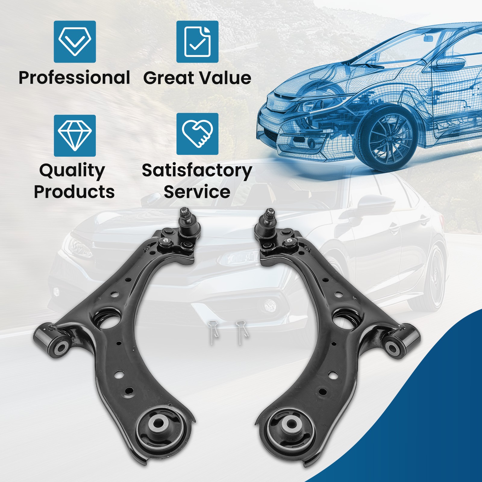 2x Front Lower Control Arms w/ Ball Joints Left & Right for 2016-2022 Honda HR-V