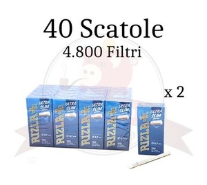Filtri Rizla Ultra Slim Size 5,7mm Filtres Pack Tip 40 Packs 2 Full Box