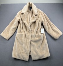 Women s Beige Faux Fur Teddy Coat Plush Cozy Jacket Size Small Forever 21