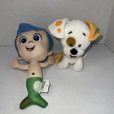 Nickelodeon Bubble Guppies Plush Gil And Puppy Lot If 2 Blue Mermaid & Dog
