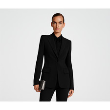 2290 Michael Kors Women Black Georginia Double Crepe Blazer Jacker Size 8