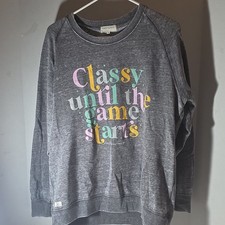 Simply Southern Collection, Gray Pullover Sweatshirt, Medium Graphic Print Logo