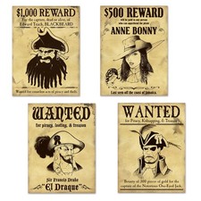 Beistle 59910 Pirate Wanted Sign Cutouts Multicolor 25 inches 15 Functional