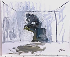 The Thinker Oil Painting Cubist Abstract Interior 16”x20” Canvas Original Signed