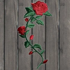 Red Rose Embroidered Patch — Iron On