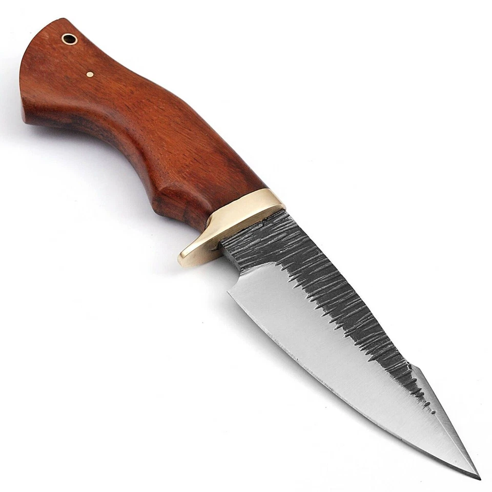 Cuchillo de caza al aire libre de hoja fija de acero al carbono Bear Claw con funda de cuero Foto 2 de 4