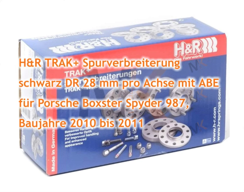 H&R Écrous D'Espace Noir 28Mm/Axe Pour Porsche Boxster Spyder 987 2010-2011 - Photo 3/4