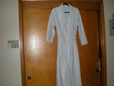 Vintage Dan Ellen Long Pastel Colored Seersucker Robe - Size Medium
