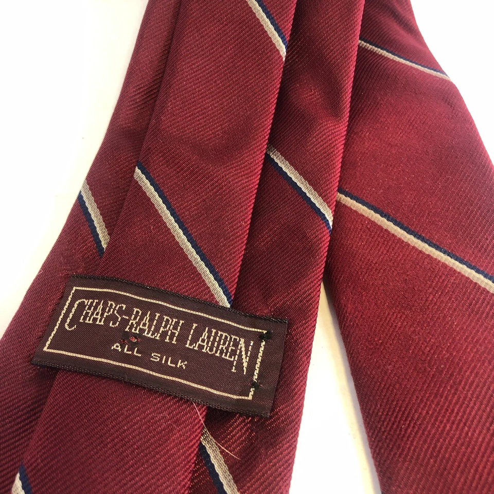 Chaps-Ralph Lauren Neck Tie. Red Striped, All Silk. - Imagem 4 de 4