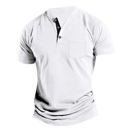 Mens Summer Tops Short Sleeve Henley Shirt Men V Neck Casual Classic Fit T-shirt - Picture 13 of 57