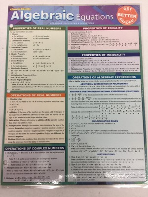 Barcharts Algebraic Equations Quick Study Guide