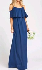 Show Me Your Mumu Caitlin Ruffle Bridesmaid Maxi blue Dress Size Small A000139