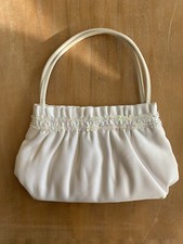 La Regale White Pleated Evening Bag Clutch Crossbody