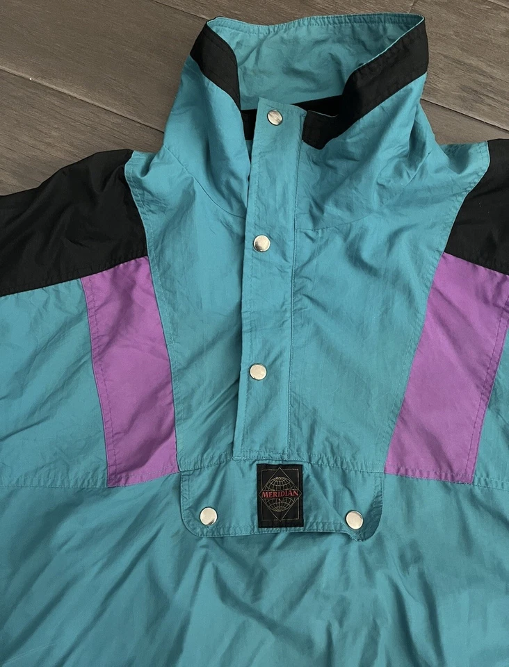 Chaqueta de hombre vintage años 90 Meridian exterior bloque de color media cremallera talla XL Foto 2 de 4