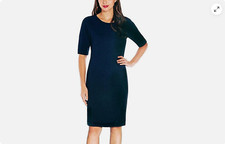 Mario Serrani Women's Textured Knit Stretch Dress (Midnight Navy SMALL)NWT